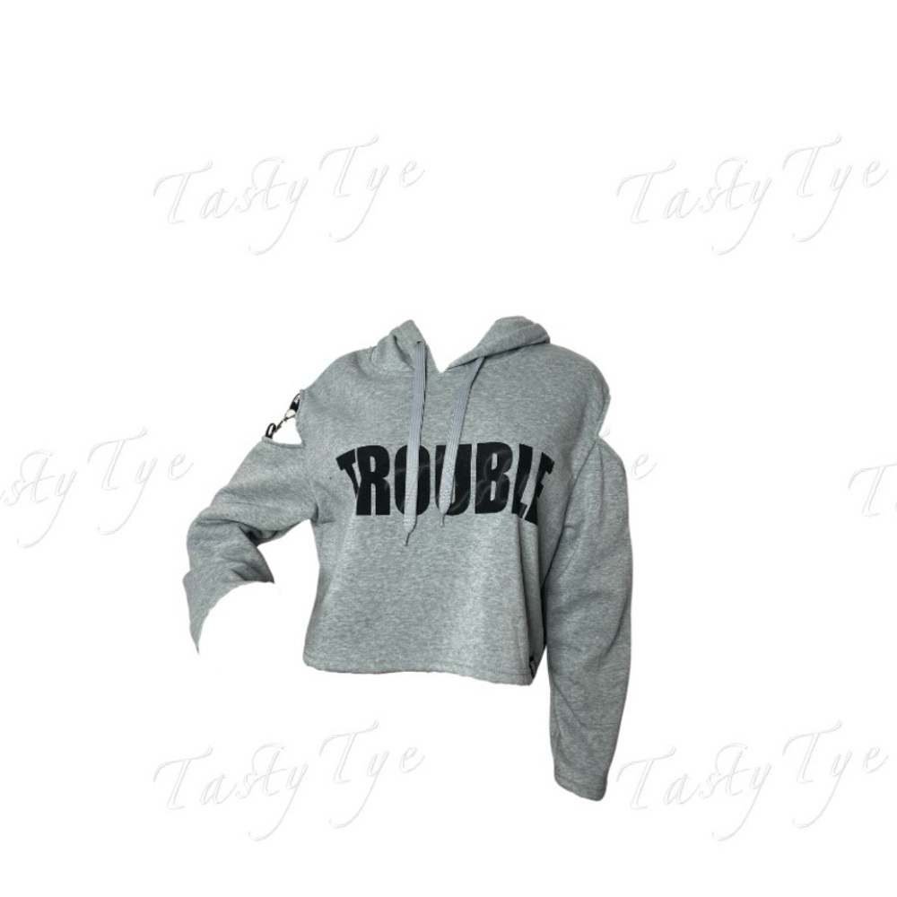 Trouble maker cropped hoodie